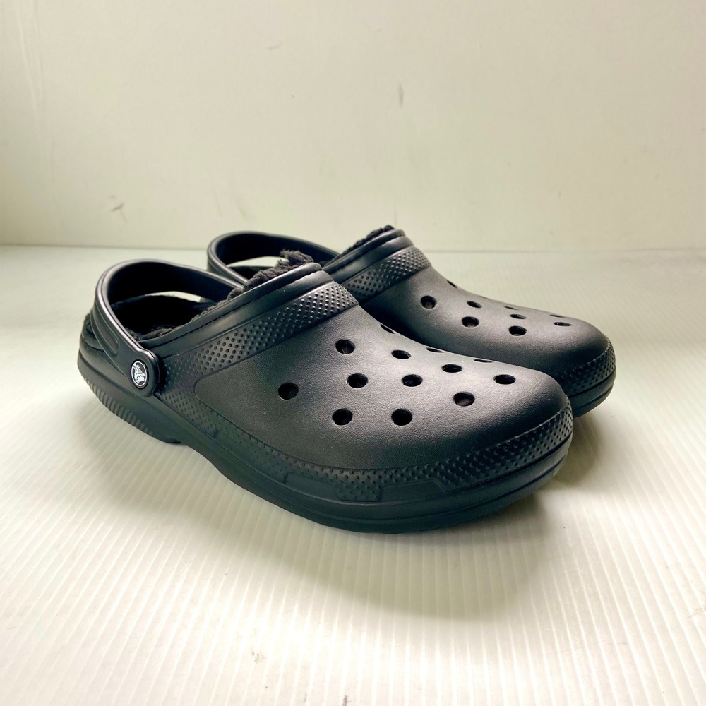 Crocs Classic Black Faux Fur Lined Clogs 203591 Mens 12 - Picture 2 of 10